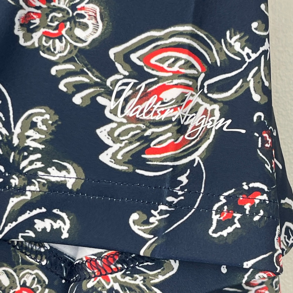 NEW Walter Hagen Performance Golf Polo 11 Novelty Print Floral Leaf Mens XL Blue - Picture 10 of 11